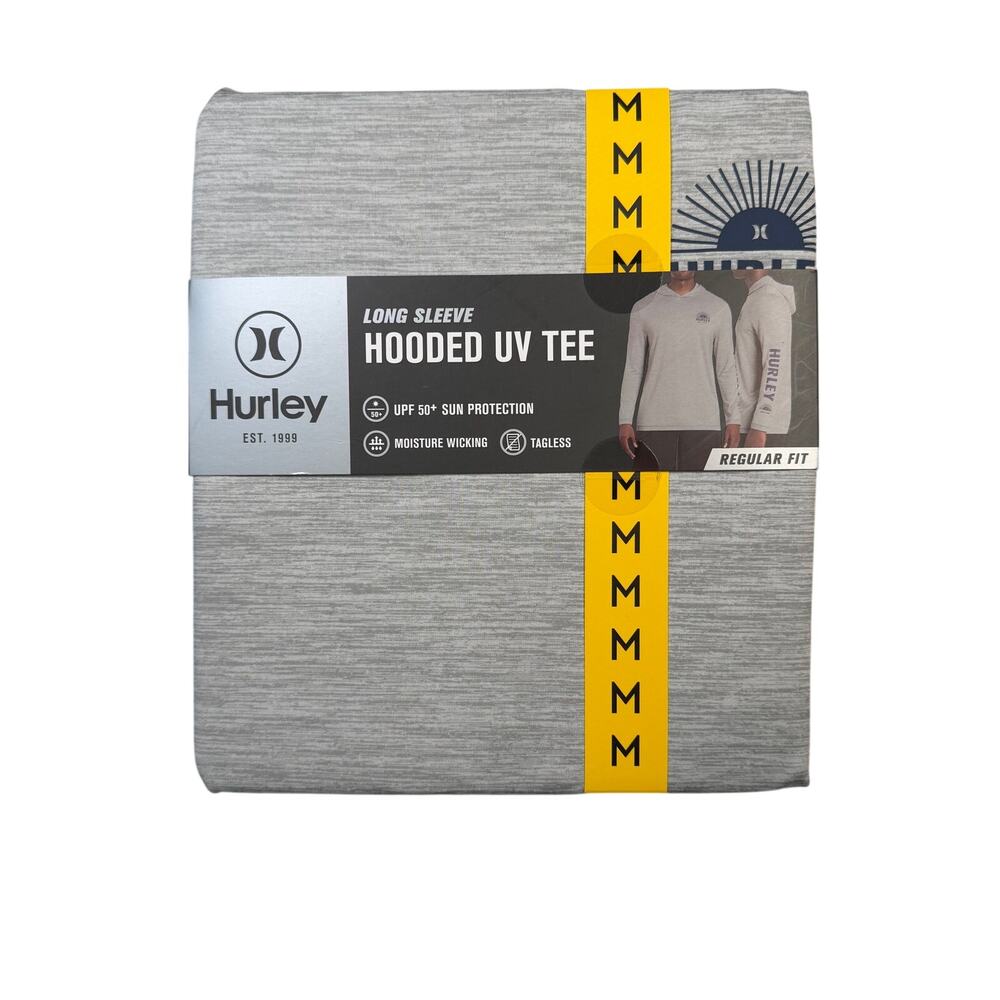 Hurley Hooded UV Tee Men's Medium Gray UPF 50+ Moisture Wicking Tagless NWT